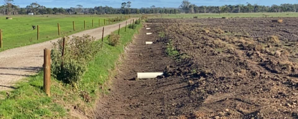 Figure 49. Drainage outlets are required through headlands in hump and hollow drained paddocks.  (Photo by Kade Dennison)