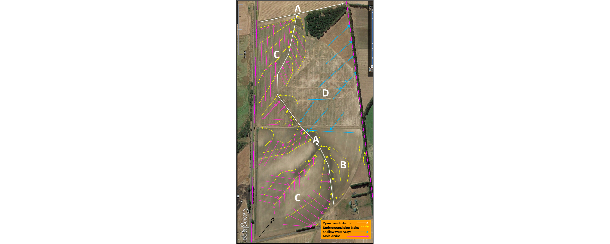 Figure 18. Case study 3; example of a paddock drainage plan.