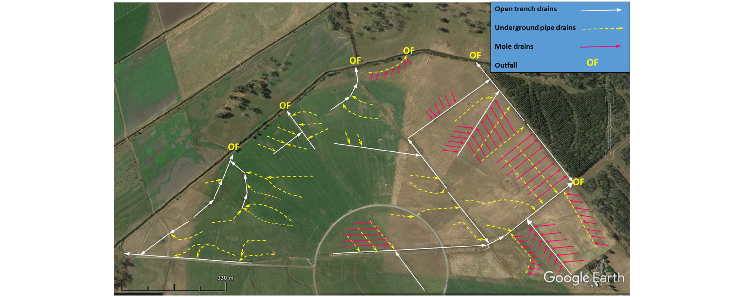 Figure 19. Case study 4; example of a paddock drainage plan.