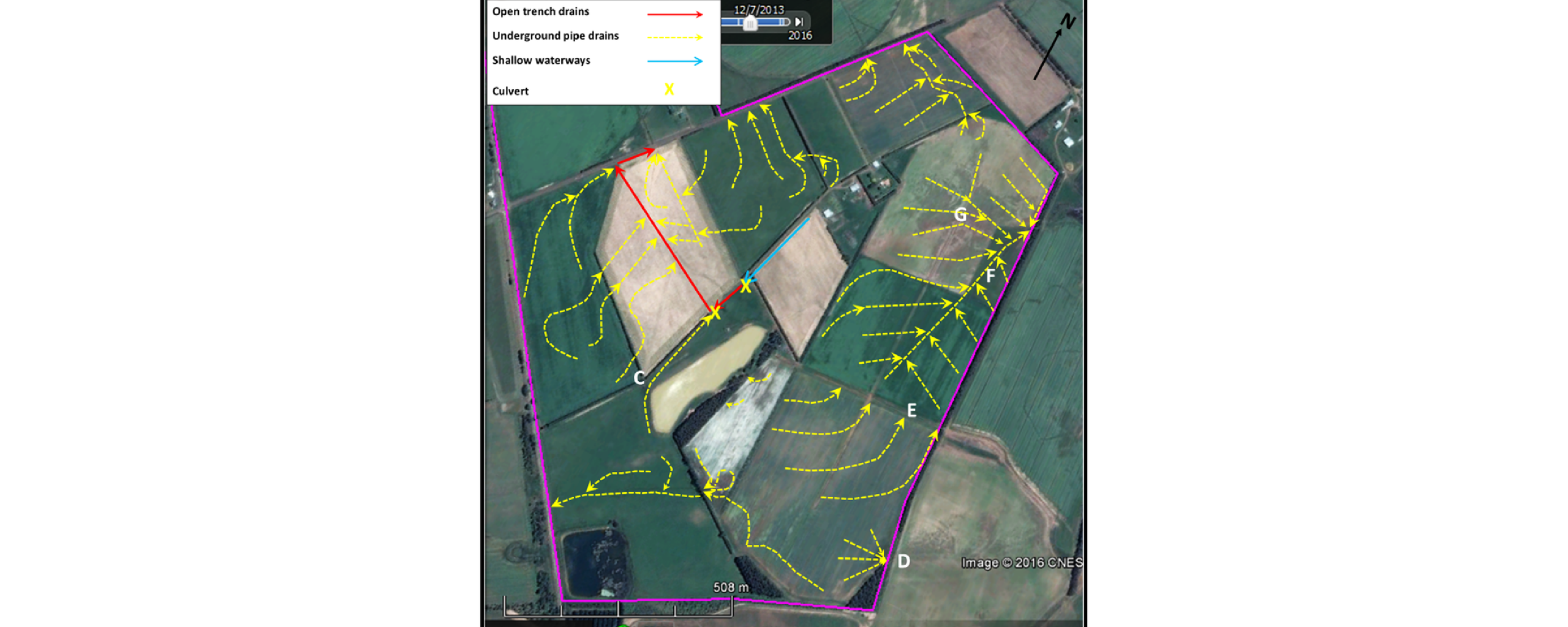 Figure 12. An image from Google Earth used in farm drainage planning.
