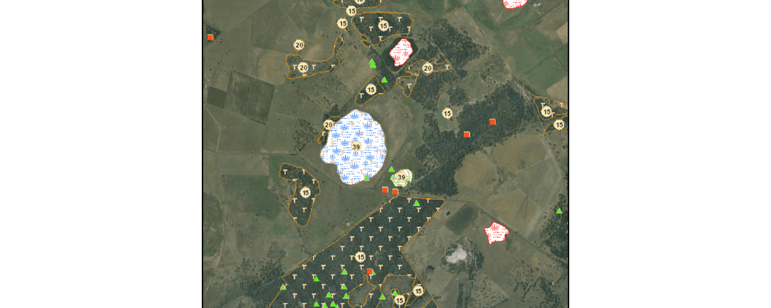 Figure 16. LISTMap output showing wetlands, threatened vegetation and threatened species records.